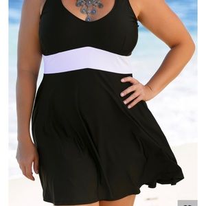 SCOOP BACK BLACK SWIMDRESS AND PANTY